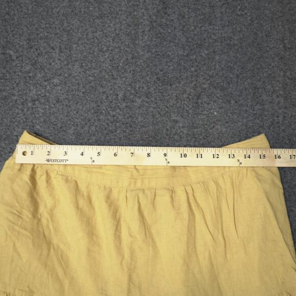 Matty M Tiered Midi Skirt Mustard Yellow Sz L Linen Blend Feminine Boho Pockets - Picture 8 of 9